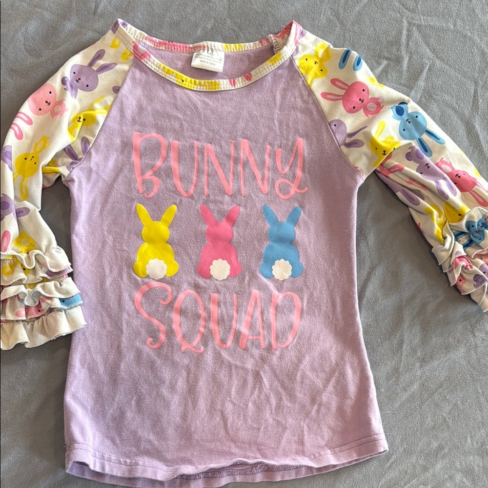 Bunny Squad Kids Shirt - Pink and Multicolor